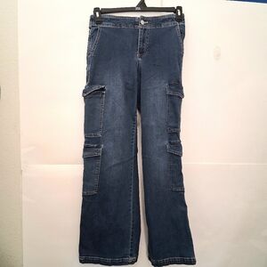 YMI JEANS Women's High Rise Cargo Flared Blue Jeans Size 9/29